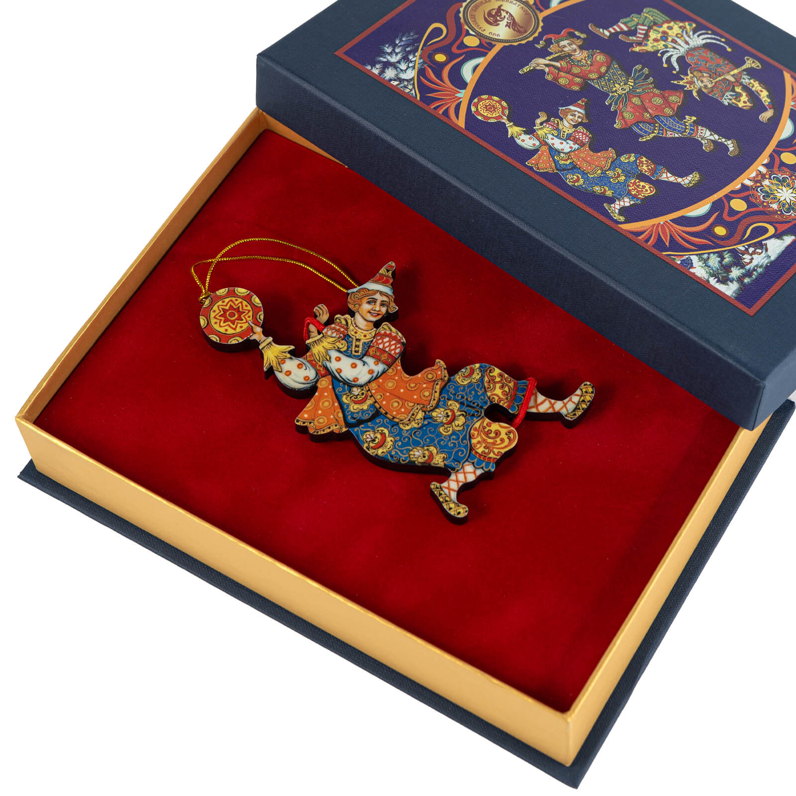 Скоморох с бубном, Лаковая миниатюра