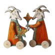 Коза с букетом, Деревянная игрушка на колёсиках