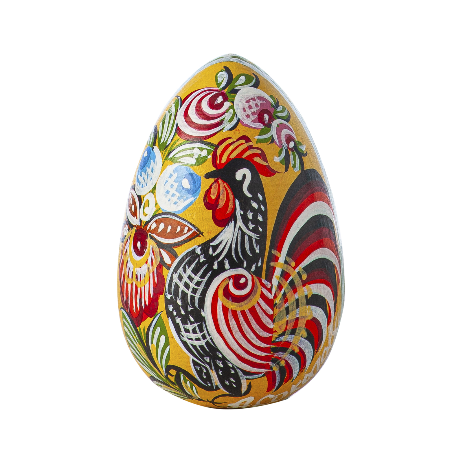Деревянное яйцо «Петушок», Городецкая роспись