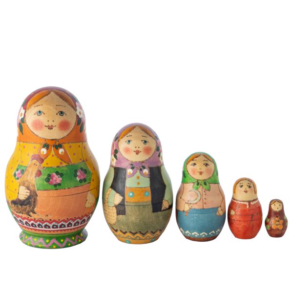 Деревянная матрёшка «С петухом»