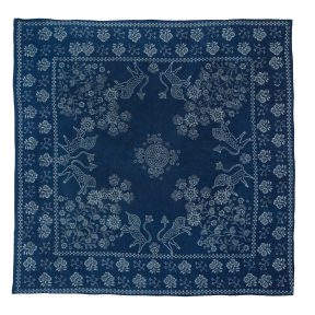 Скатерть льняная «Львы и единороги», ручная набойка