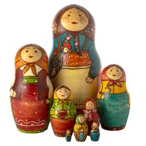 Деревянная матрёшка «С петухом»