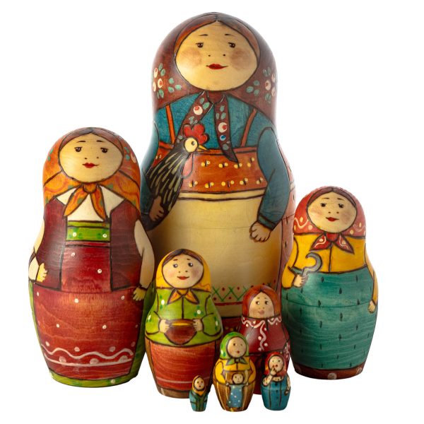 Деревянная матрёшка «С петухом»